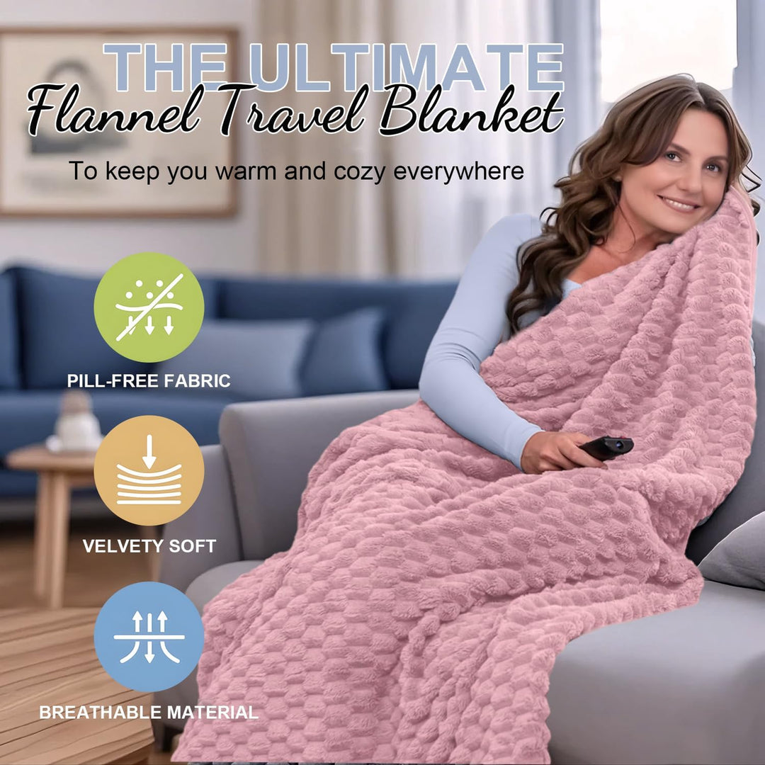 Packable Flannel Travel Blanket with Pillow Bag and Luggage Sleeve – Trevora