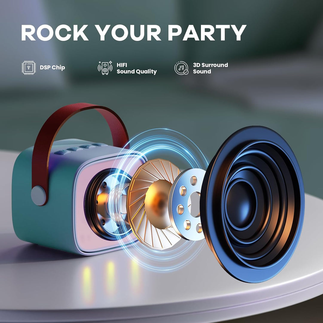 Portable Mini Karaoke Machine with Bluetooth Speaker & 2 Wireless Mics – Veylo