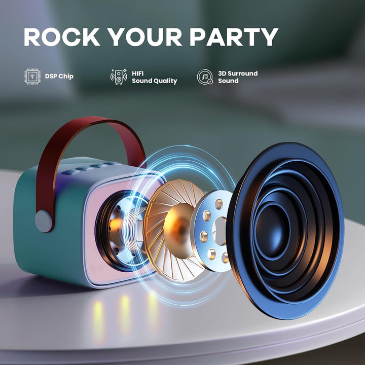 Portable Mini Karaoke Machine with Bluetooth Speaker & 2 Wireless Mics – Veylo