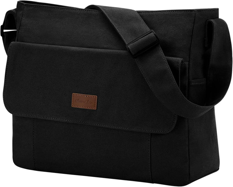 Canvas Laptop Messenger Bag with Multiple Pockets – Unisex Crossbody Tote