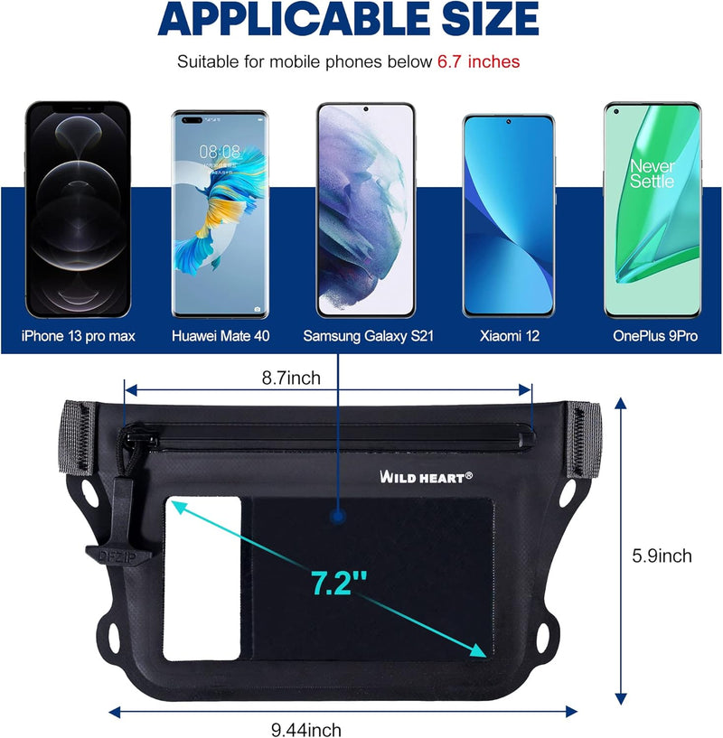 Waterproof Waist Pouch with Phone Holder – Double Pocket & Adjustable Belt (1+1 FREE)