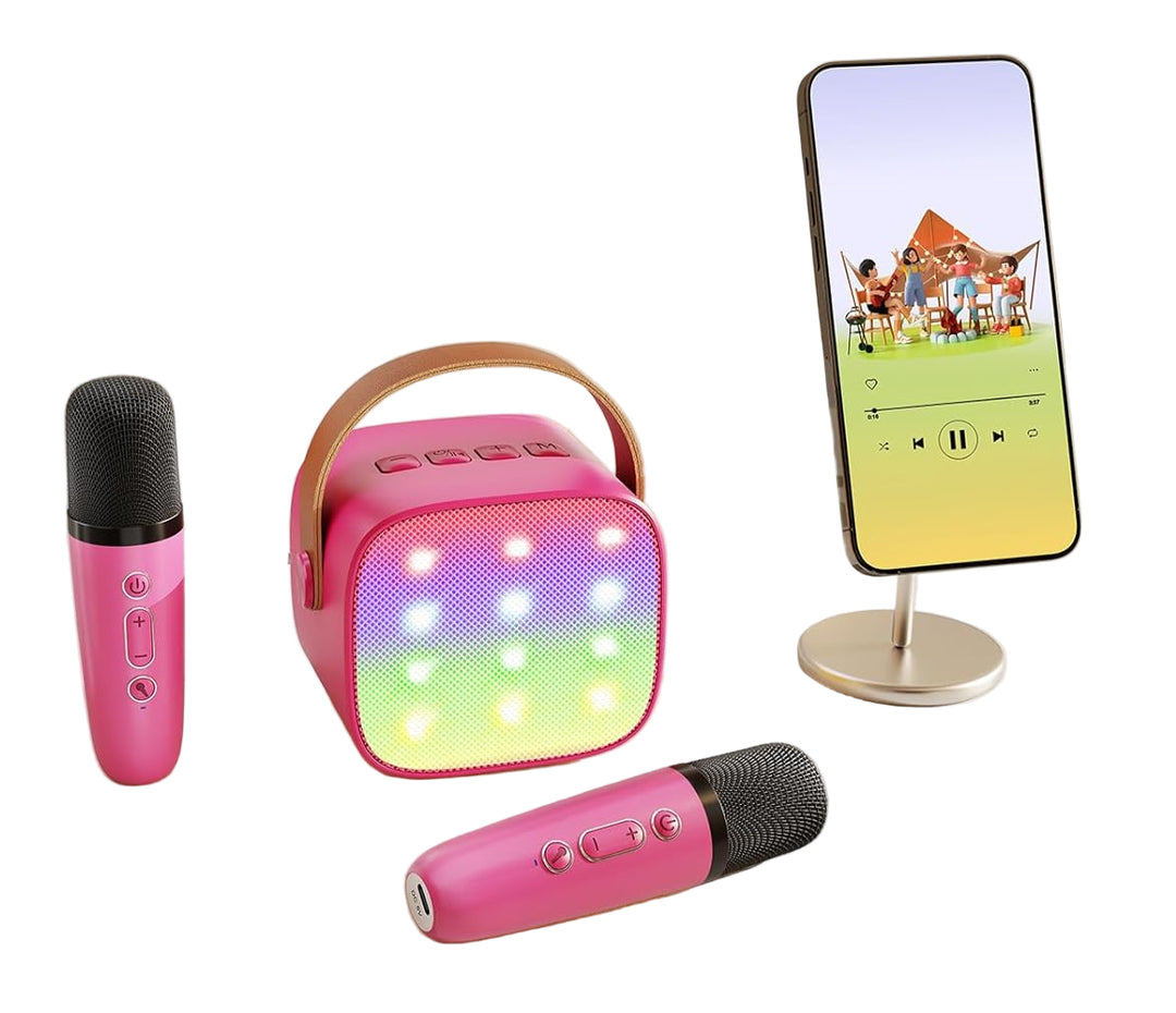 Portable Mini Karaoke Machine with Bluetooth Speaker & 2 Wireless Mics – Veylo