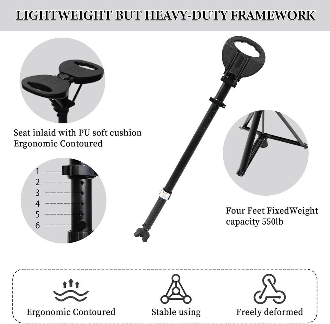 Foldable Walking Cane with Seat – StepMate