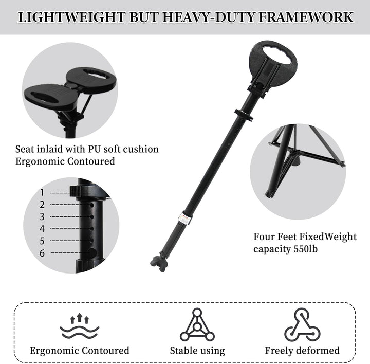 Foldable Walking Cane with Seat – StepMate