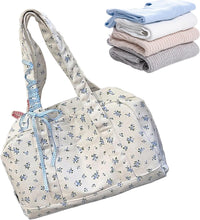 Bow Duffle Bag – Large Canvas Weekender with Ribbon Accent – Floria