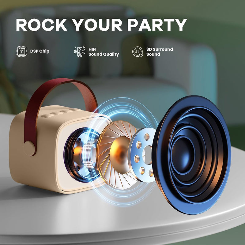 Portable Mini Karaoke Machine with Bluetooth Speaker & 2 Wireless Mics – Veylo