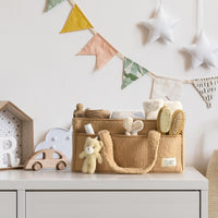 Baby Nappy Caddy Organizer – Plush Sherpa Storage Basket with Compartments – Elvoria