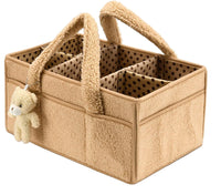 Baby Nappy Caddy Organizer – Plush Sherpa Storage Basket with Compartments – Elvoria