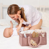 Baby Nappy Caddy Organizer – Plush Sherpa Storage Basket with Compartments – Elvoria