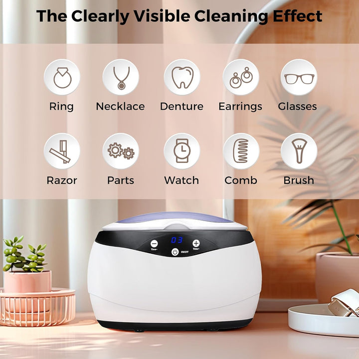 Ultrasonic Jewellery Cleaner 650ml with Watch Holder – ShineMate
