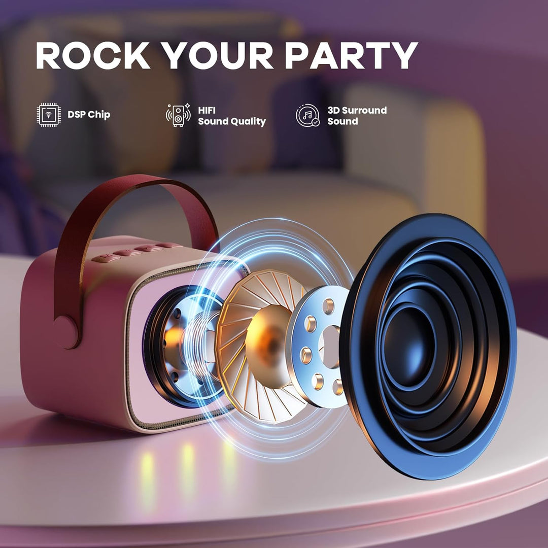 Portable Mini Karaoke Machine with Bluetooth Speaker & 2 Wireless Mics – Veylo
