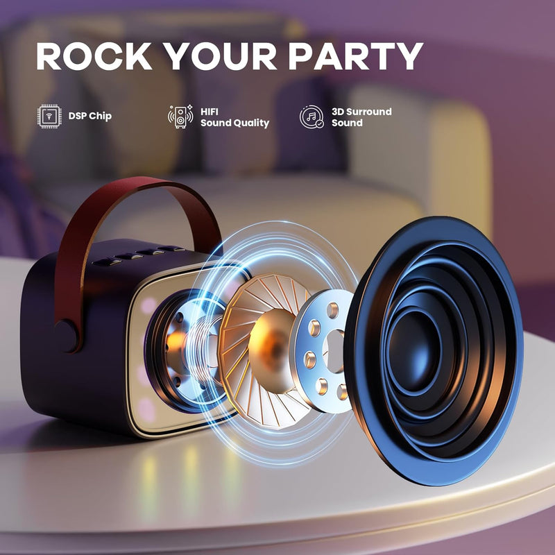 Portable Mini Karaoke Machine with Bluetooth Speaker & 2 Wireless Mics – Veylo