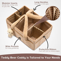Baby Nappy Caddy Organizer – Plush Sherpa Storage Basket with Compartments – Elvoria