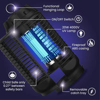 Electric Bug Zapper with 20W UV Light and 4200V Grid, IPX4 Waterproof – Zeytra