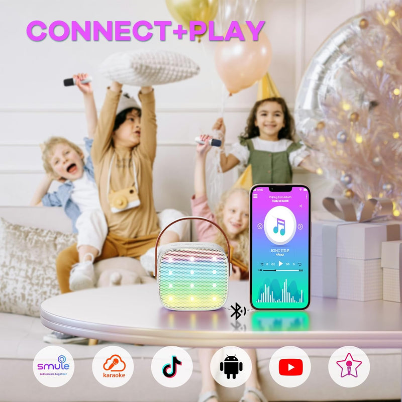 Portable Mini Karaoke Machine with Bluetooth Speaker & 2 Wireless Mics – Veylo
