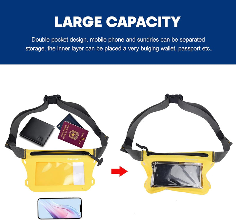 Waterproof Waist Pouch with Phone Holder – Double Pocket & Adjustable Belt (1+1 FREE)