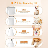 4-in-1 Cordless Pet Grooming Clippers with Nail Grinder – Velporo