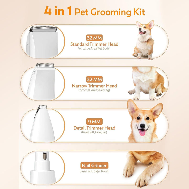 4-in-1 Cordless Pet Grooming Clippers with Nail Grinder – Velporo