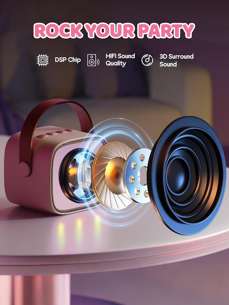 Portable Mini Karaoke Machine with Bluetooth Speaker & 2 Wireless Mics – Veylo