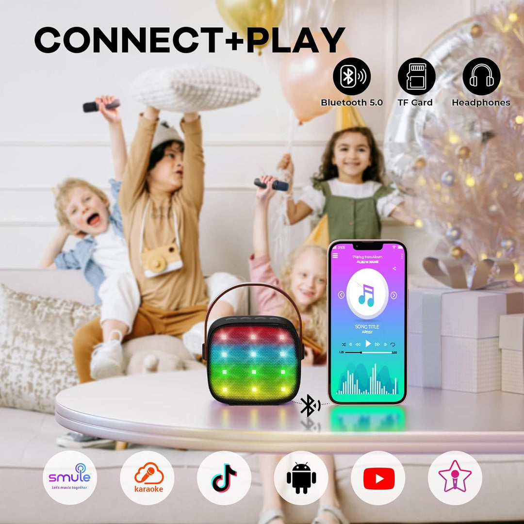Portable Mini Karaoke Machine with Bluetooth Speaker & 2 Wireless Mics – Veylo