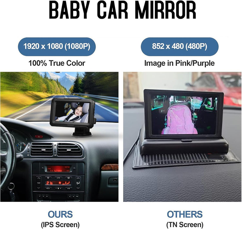 Baby Car Mirror with 1080P Camera & 4.3'' Screen – Solvian