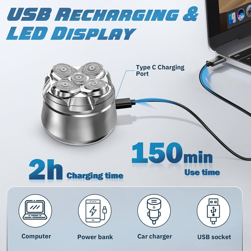 Waterproof Magnetic Head Shaver for Bald Men – Tavien