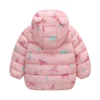 Children's waterproof rain jacket in a down style with cartoon design – Miro