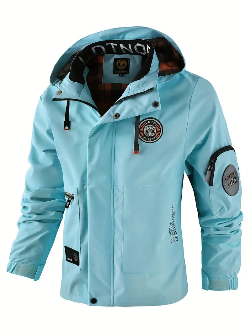 Light men's outdoor jacket, wind- and waterproof with hood – Torben