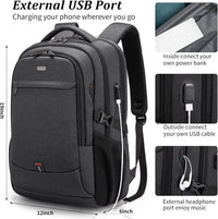 Water-Resistant Travel Laptop Backpack with USB Port & Organised Storage