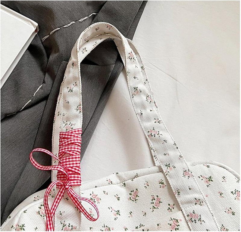 Bow Duffle Bag – Large Canvas Weekender with Ribbon Accent – Floria