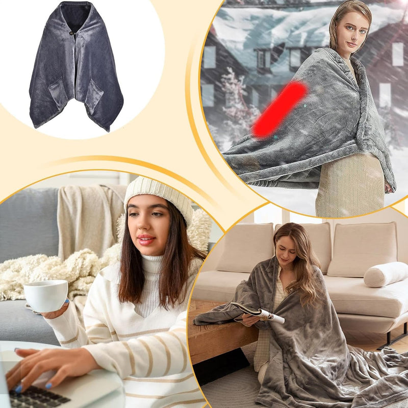 USB Heated Shawl – Portable Electric Wrap with 3 Heat Levels & Overheat Protection – Venora