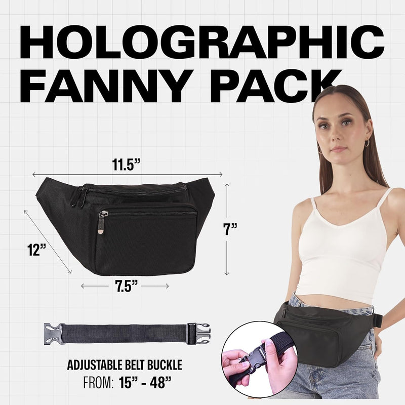 Holographic Bum Bag with Adjustable Strap – Unisex Waist & Festival Pack (1+1 FREE)