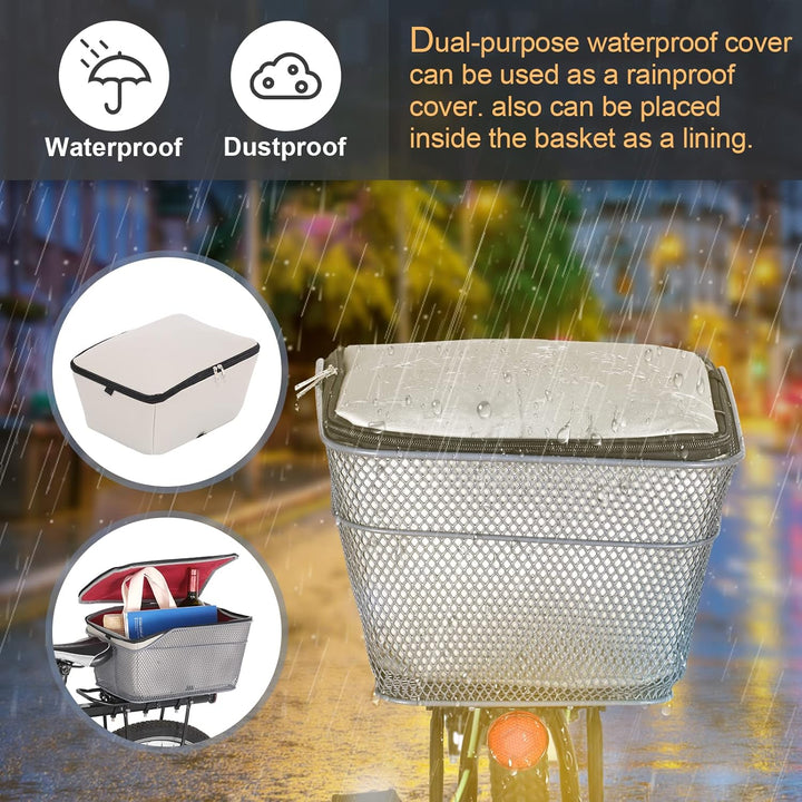 Waterproof Rear Bike Basket with Rainproof Cover – Velora