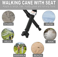 Foldable Walking Cane with Seat – StepMate