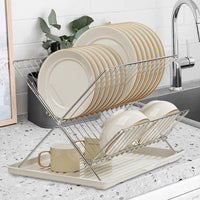 Folding Dish Drying Rack – 2-Tier Countertop Drainer with Detachable Tray – Kelvra