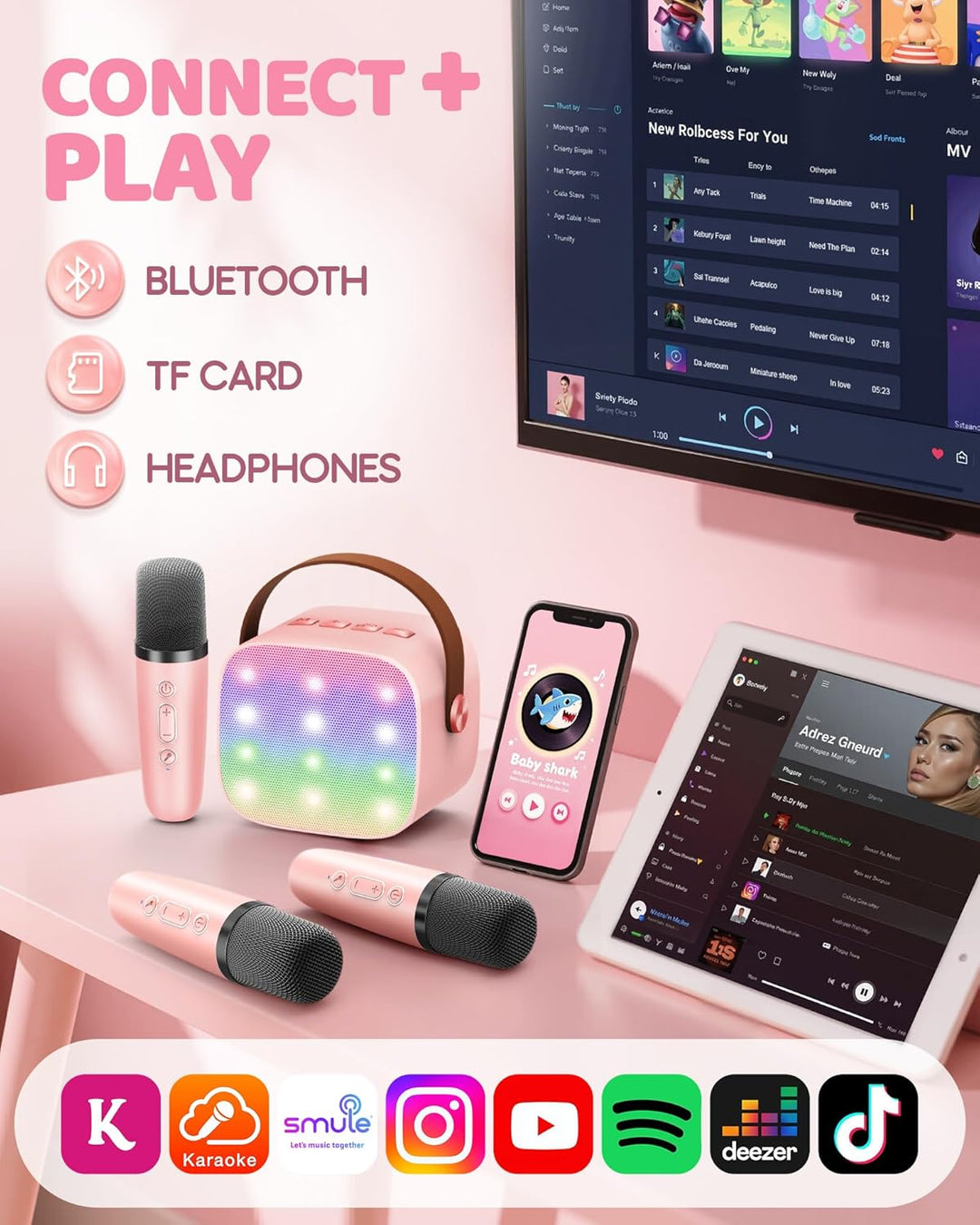 Portable Mini Karaoke Machine with Bluetooth Speaker & 2 Wireless Mics – Veylo