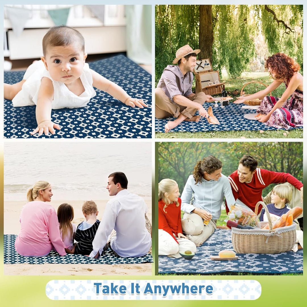 Extra Large Waterproof Picnic Blanket 200 × 200 cm with 3 Layers – MeadowRest