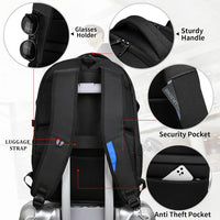 Water-Resistant Travel Laptop Backpack with USB Port & Organised Storage