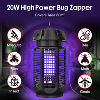 Electric Bug Zapper with 20W UV Light and 4200V Grid, IPX4 Waterproof – Zeytra