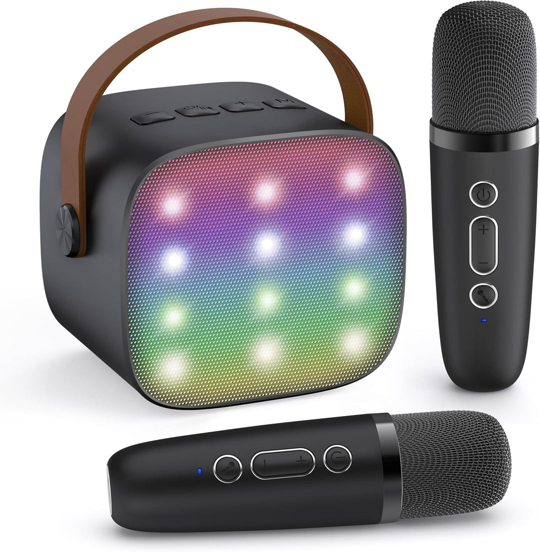 Portable Mini Karaoke Machine with Bluetooth Speaker & 2 Wireless Mics – Veylo