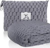 Packable Flannel Travel Blanket with Pillow Bag and Luggage Sleeve – Trevora