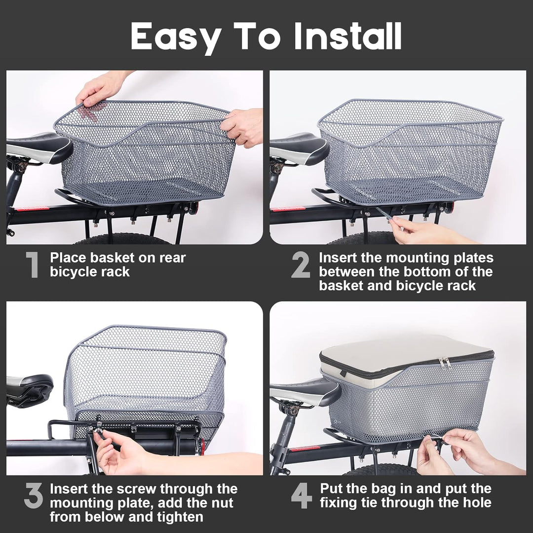 Waterproof Rear Bike Basket with Rainproof Cover – Velora