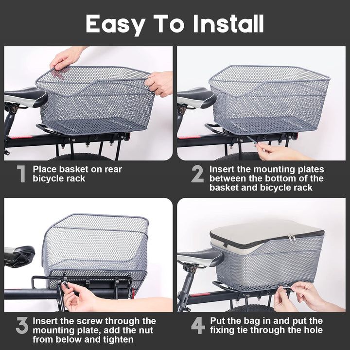 Waterproof Rear Bike Basket with Rainproof Cover – Velora