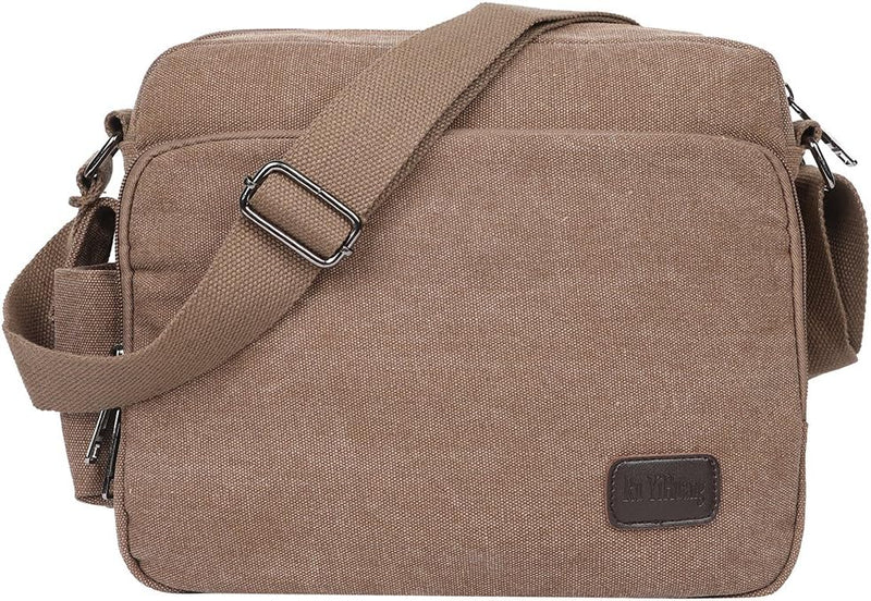 Men’s Canvas Messenger Shoulder Bag – Compact Crossbody for Work & Travel