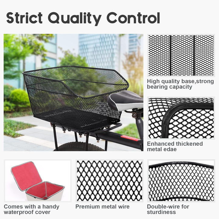 Waterproof Rear Bike Basket with Rainproof Cover – Velora