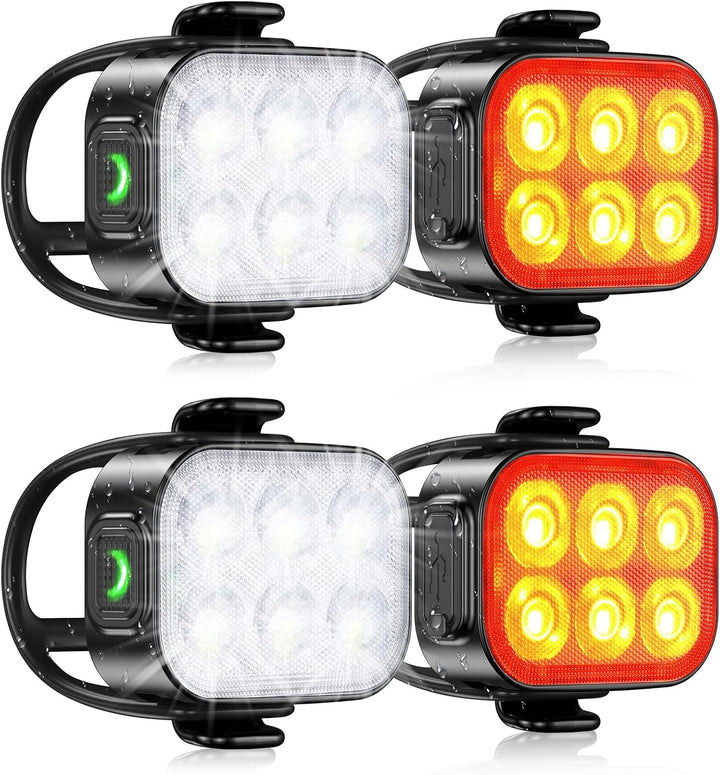 Ultra Slim USB Rechargeable Bike Light Set with 4+6 Modes – SlimBeam