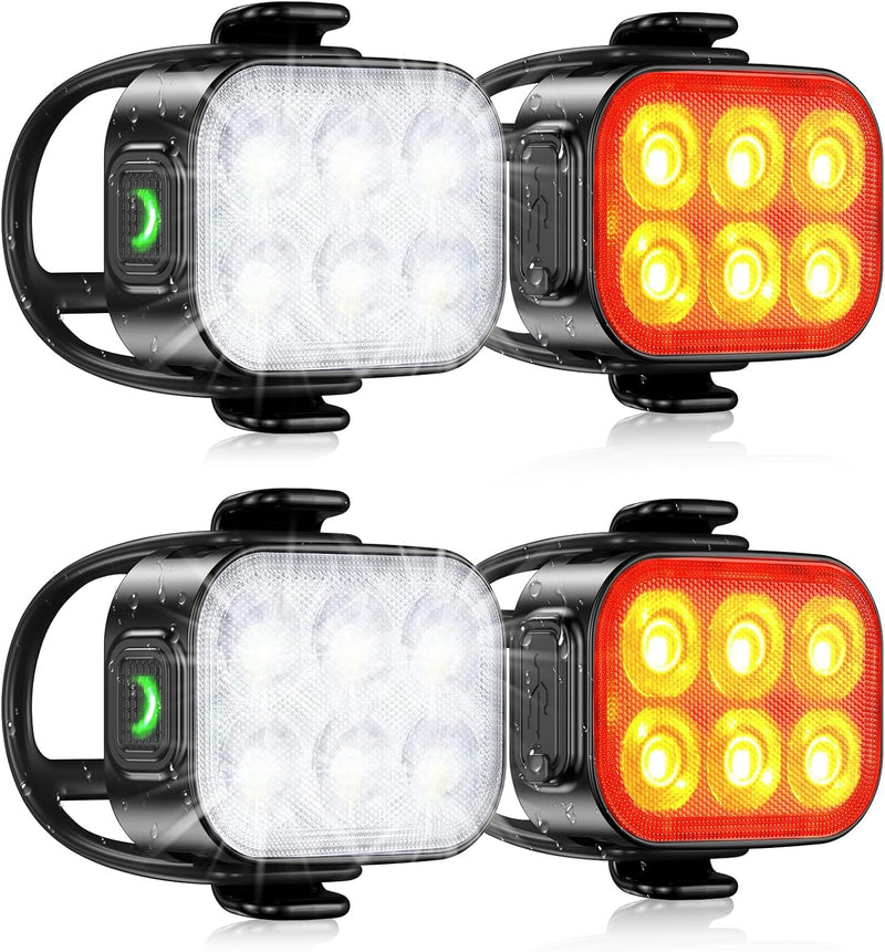 Ultra Slim USB Rechargeable Bike Light Set with 4+6 Modes – SlimBeam