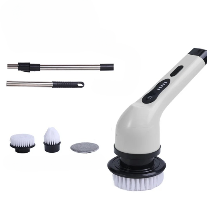 9-in-1 Electric Spin Cleaning Brush with LED Display – 1+1 FREE-White 3 heads-State of Style