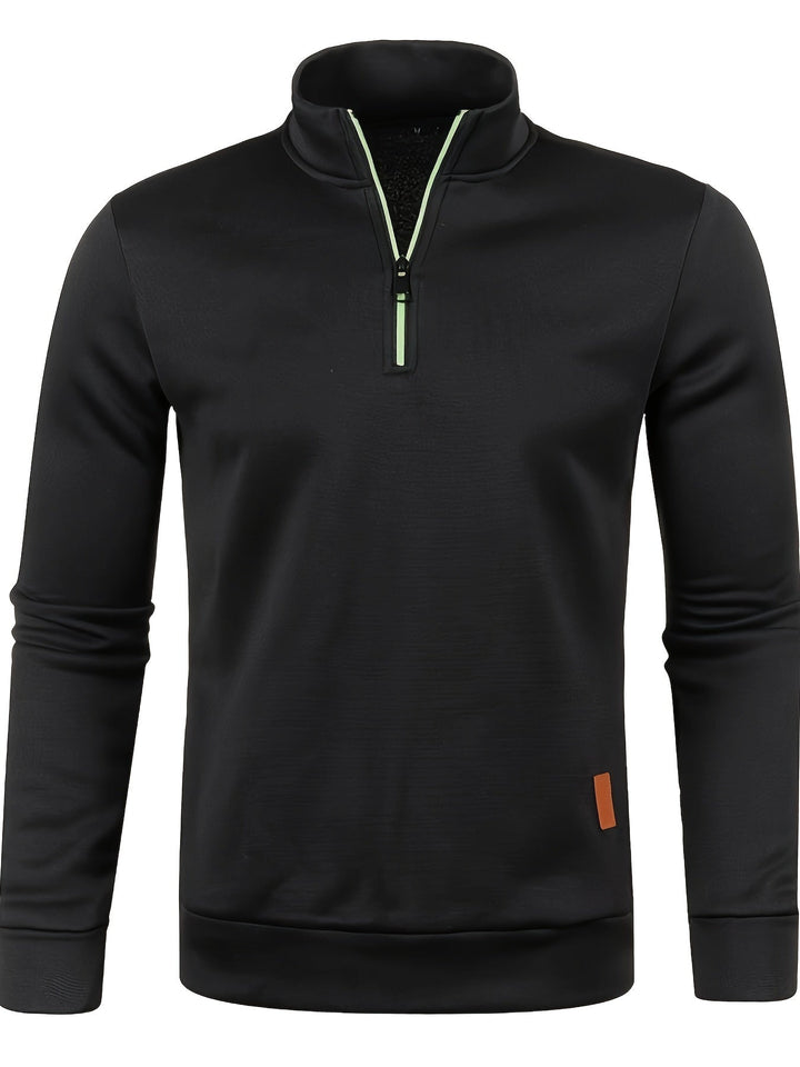 Men's pullover with neck zip for autumn & winter - Matteo