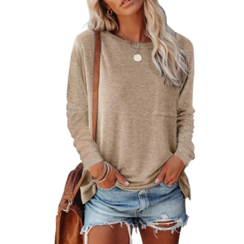 Ladies' long-sleeve top with crew neck – Jaxony